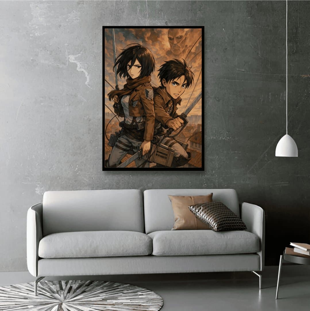 Eren Jeager & Mikasa Ackerman (Attack on Titan) Frame & Poster | HD Acrylic Anime Wall Decor for Home & Office | Wall Ready Design Frames & Posters 5