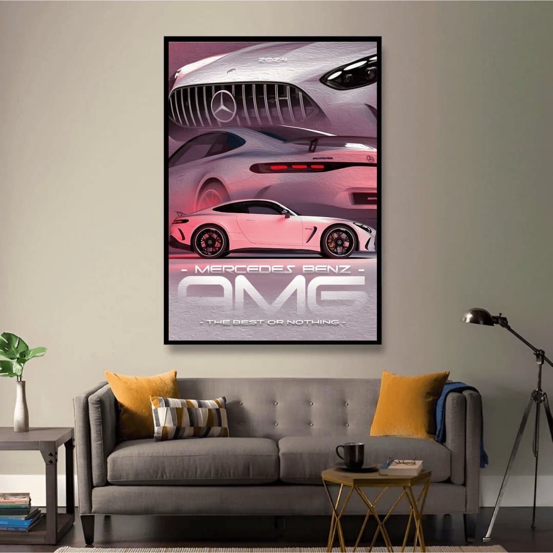 Mercedes Benz AMG GT 2024 Frame & Poster | HD Acrylic Car Wall Decor for Home & Office | Wall Ready Design Frames & Posters 3