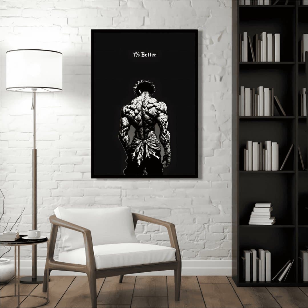 Baki 1% Better Motivational (Gym) Frame & Poster | HD Acrylic Gym Wall Decor for Home & Office | Wall Ready Design Frames & Posters 5