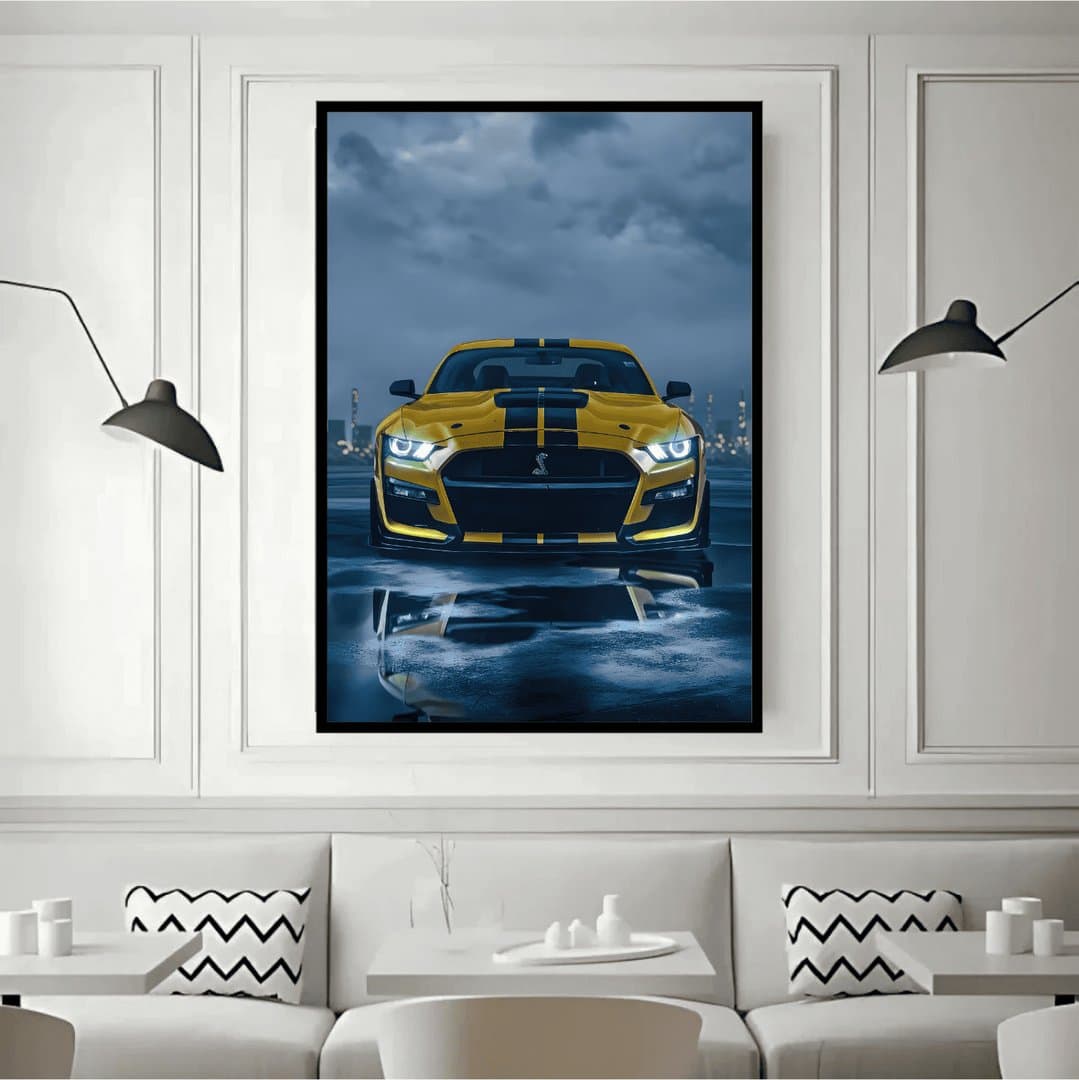 Ford Mustang Shelby GT500 Car Frame & Poster | HD Acrylic Car Wall Decor for Home & Office | Wall Ready Design Frames & Posters 3