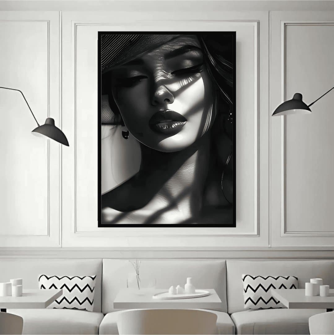 Mystery Lady Monochromatic Framed Art (For Her) Frame & Poster | HD Acrylic For Her Wall Decor for Home & Office | Wall Ready Design Frames & Posters 3