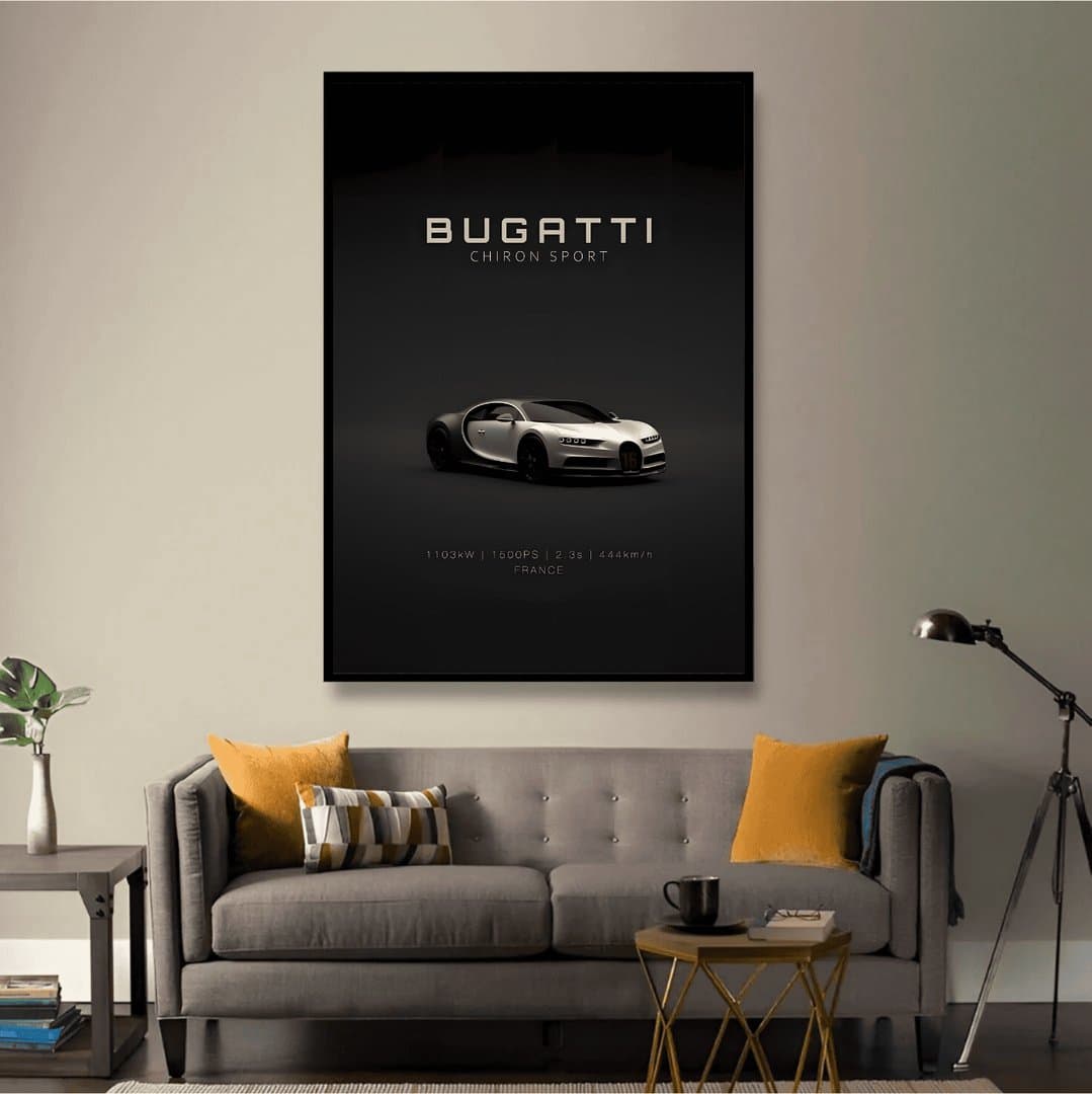 Bugatti Chiron Sport Minimalist Car Frames & Poster | HD Acrylic Car Wall Decor for Home & Office | Wall Ready Design Frames & Posters 2
