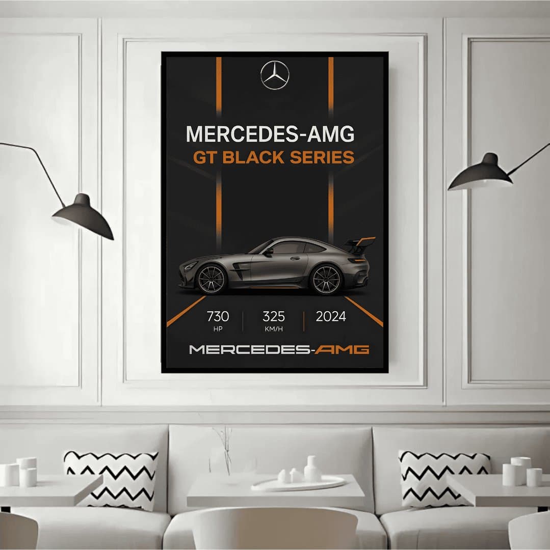 Mercedes AMG GT Black Series Car Frame & Poster | HD Acrylic Car Wall Decor for Home & Office | Wall Ready Design Frames & Posters 2