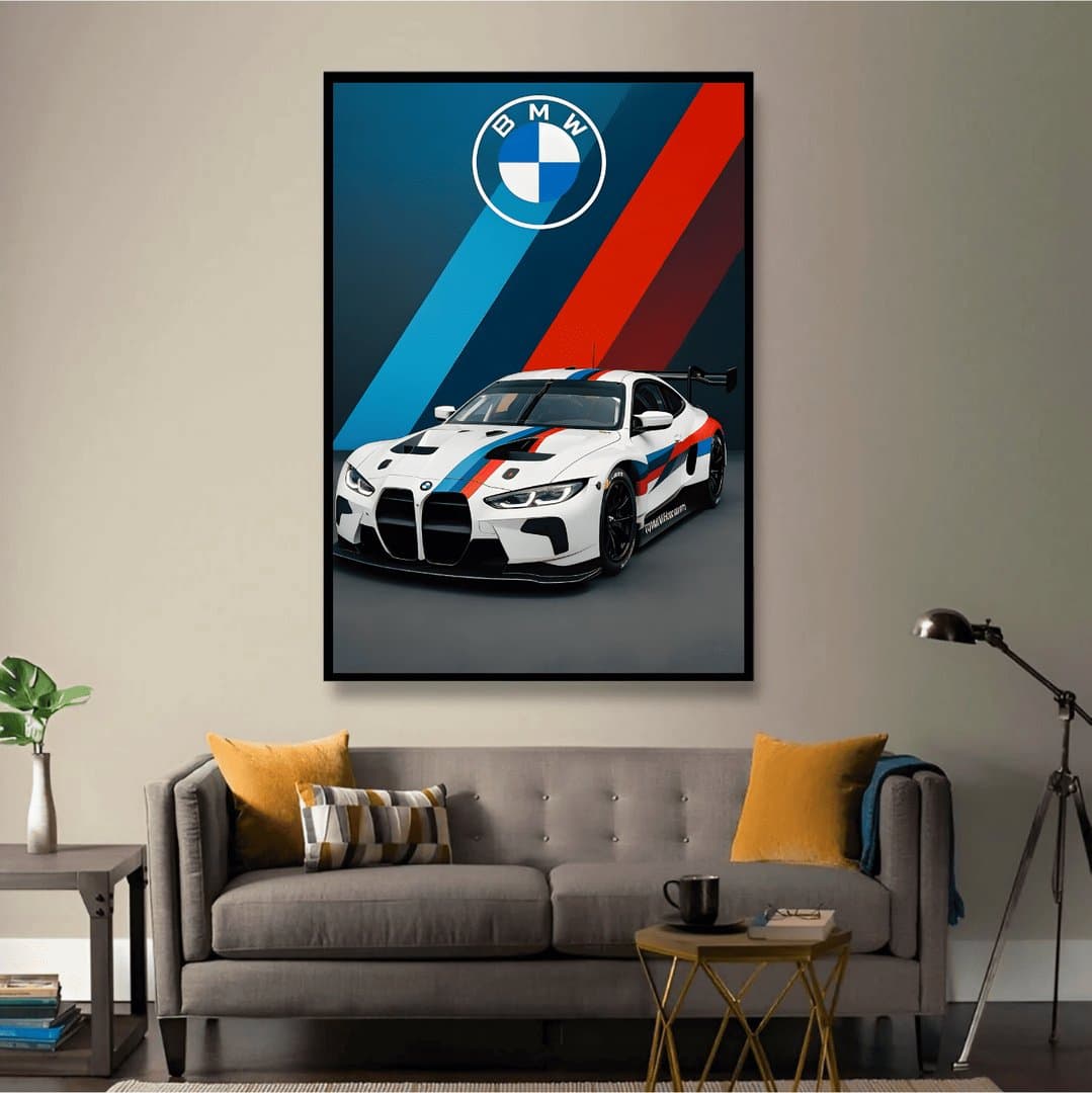 BMW M4 GT3 Car Frame & Poster | HD Acrylic Car Wall Decor for Home & Office | Wall Ready Design Frames & Posters 2
