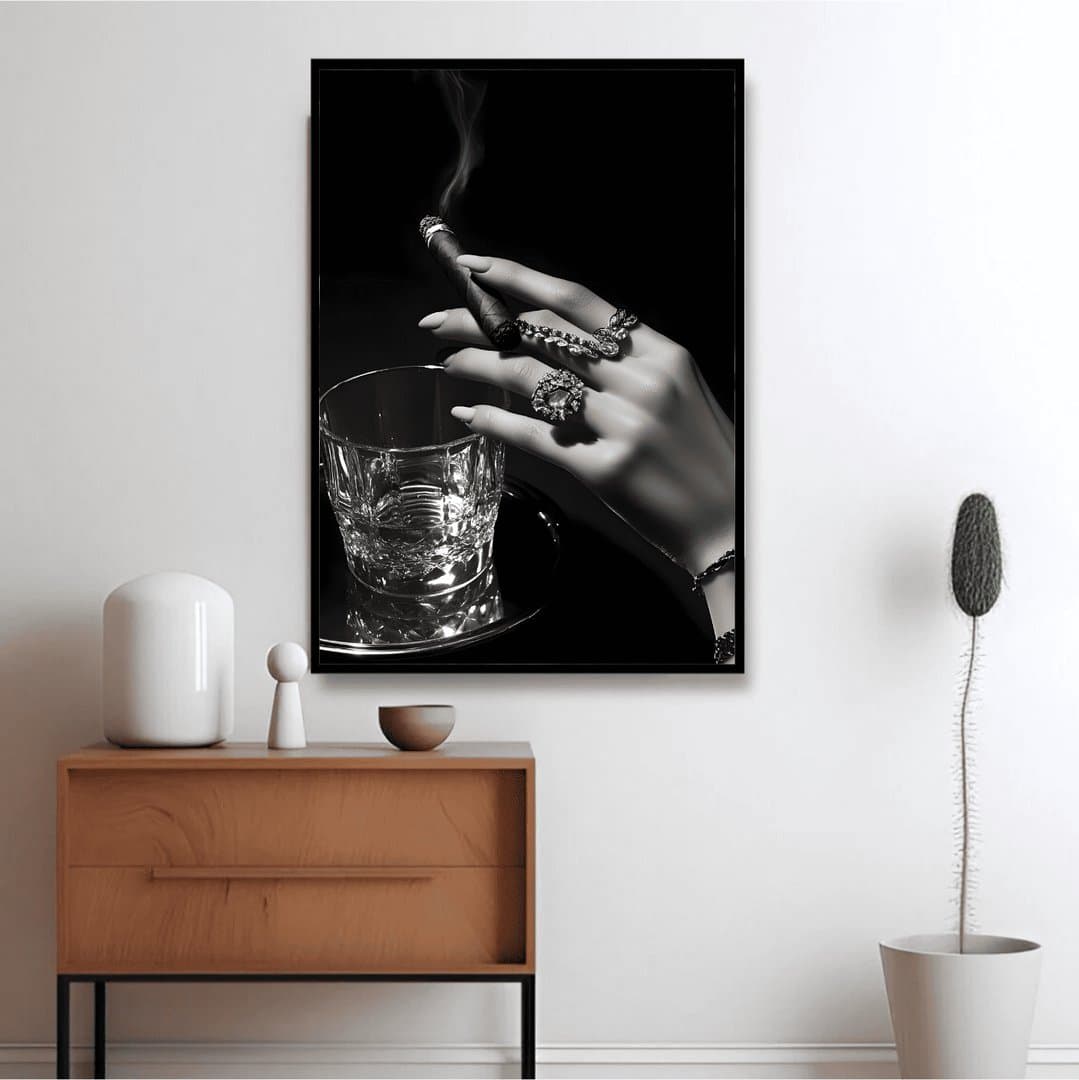 Passionate Woman - Cigar B&W (For Her) Frame & Poster | HD Acrylic For Her Wall Decor for Home & Office | Wall Ready Design Frames & Posters 5