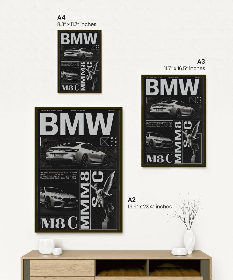BMW M8 Car Frame & Poster | HD Acrylic Car Wall Decor for Home & Office | Wall Ready Design Frames & Posters 2