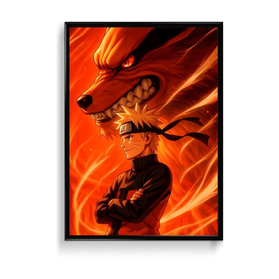 Naruto Uzumaki & Kurama (The Nine-Tailed Fox) Frame & Poster | HD Acrylic Anime Wall Decor for Home & Office | Wall Ready Design Frames & Posters 1