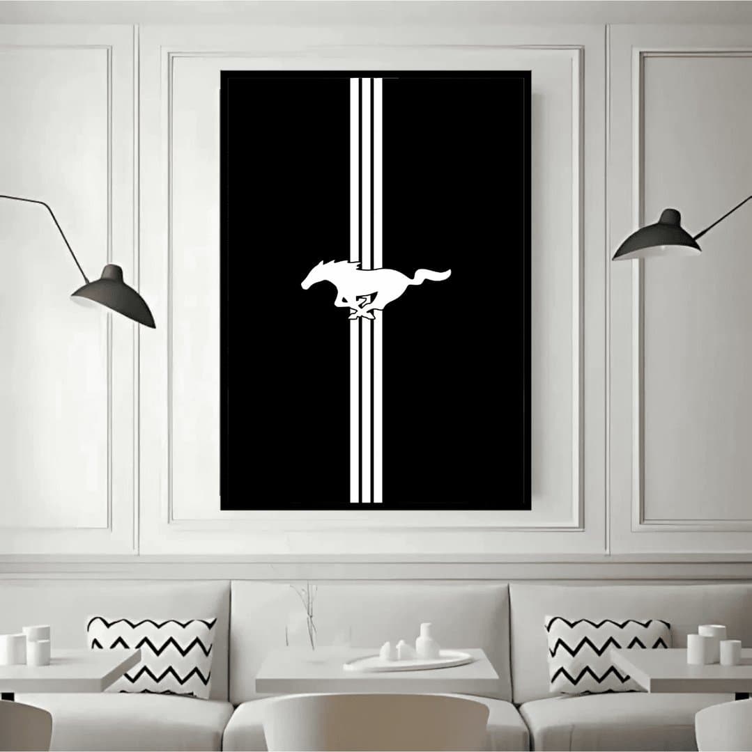 Ford Mustang Car Logo Frame & Poster | HD Acrylic Car Wall Decor for Home & Office | Wall Ready Design Frames & Posters 3