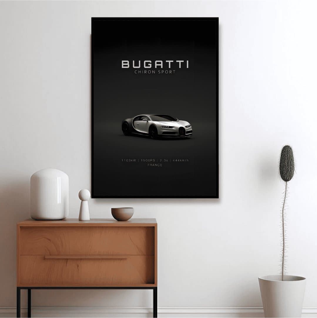 Bugatti Chiron Sport Minimalist Car Frames & Poster | HD Acrylic Car Wall Decor for Home & Office | Wall Ready Design Frames & Posters 4