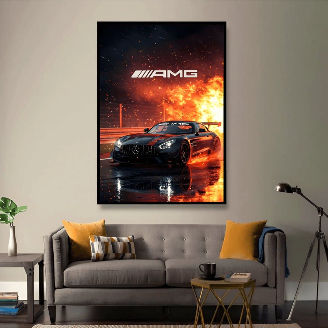Mercedes-AMG GT Modern Art Wall Frame & Poster | HD Acrylic Car Wall Decor for Home & Office | Wall Ready Design Frames & Posters 5