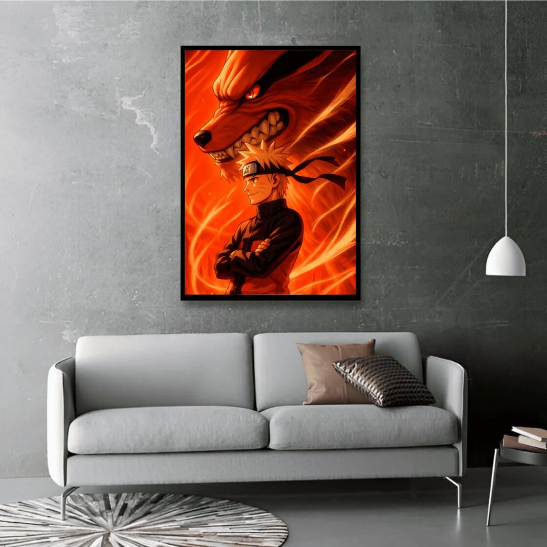 Naruto Uzumaki & Kurama (The Nine-Tailed Fox) Frame & Poster | HD Acrylic Anime Wall Decor for Home & Office | Wall Ready Design Frames & Posters 4