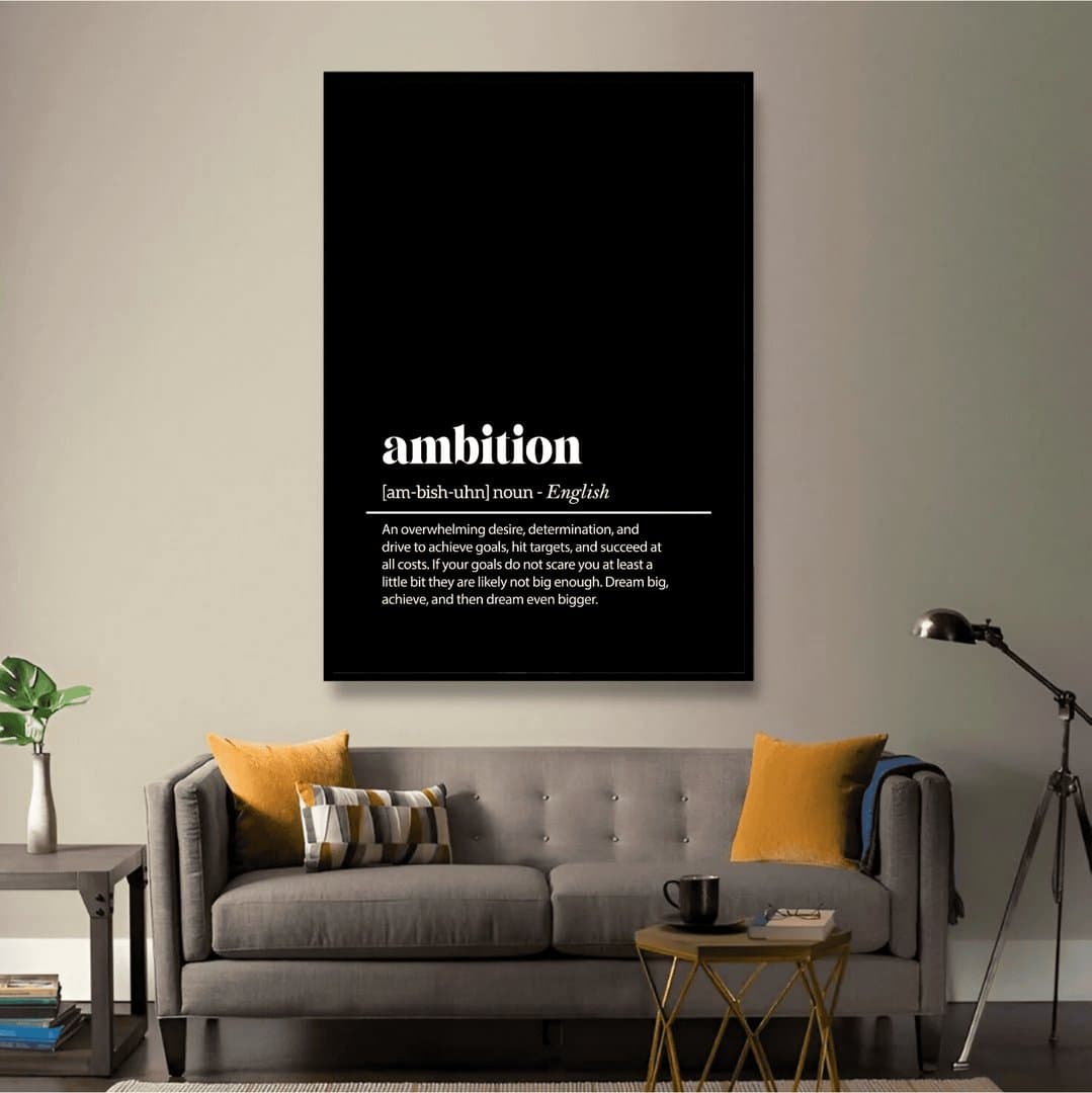 Ambition Definition Motivational (For Him) Frame & Poster | HD Acrylic For Him Wall Decor for Home & Office | Wall Ready Design Frames & Posters 2