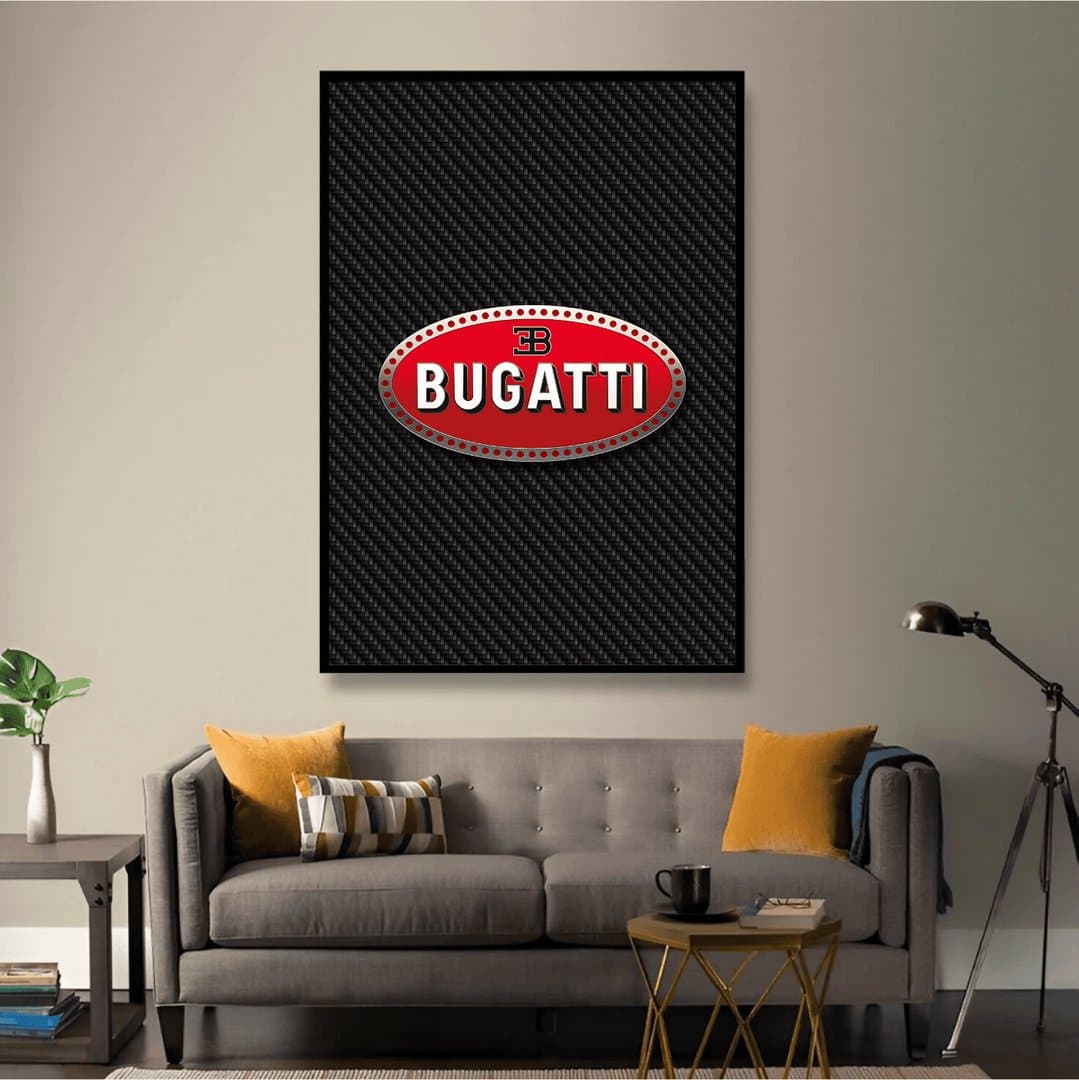 Bugatti Macaron Logo Frames & Poster | HD Acrylic Car Wall Decor for Home & Office | Wall Ready Design Frames & Posters 2