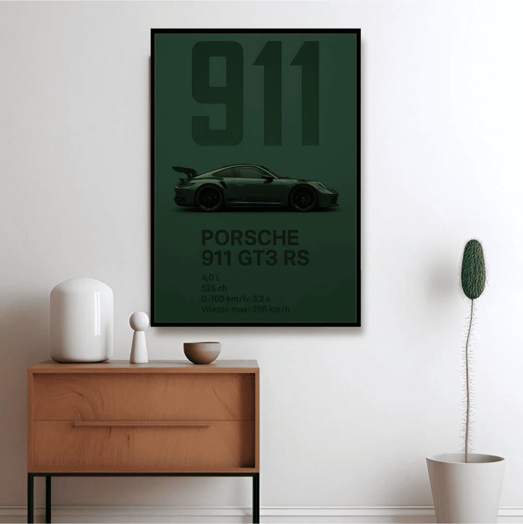 Porsche 911 GT3 RS Car Frame & Poster | HD Acrylic Car Wall Decor for Home & Office | Wall Ready Design Frames & Posters 3